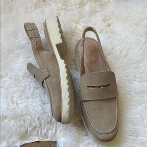Cole Haan Taupe Suede Slingback Loafers